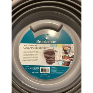 Brookstone MultiPurpose Collapsible Bucket 10L/2.6 Gal Gray Space Saving Design!